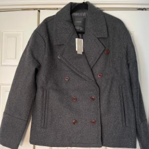 J.Crew Brand New (NWT) Women's Style Pea Coat: Gry & Blu sz8 Gray & 12 blue - Picture 4 of 5
